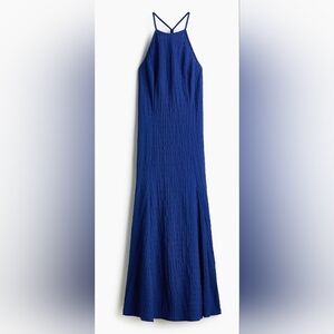 H&M Deep Blue Halter-Style Maxi Dress